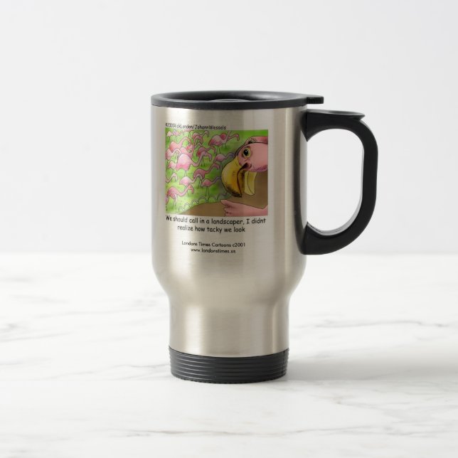 Tacky Pink Flamingo Funny Travel Mug (Right)