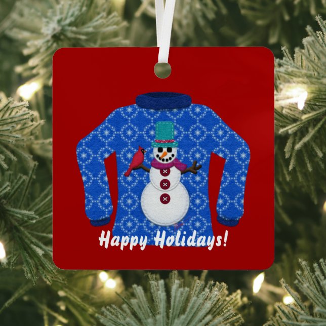 Tacky Ugly Christmas Sweater Personalize Metal Ornament (Insitu)