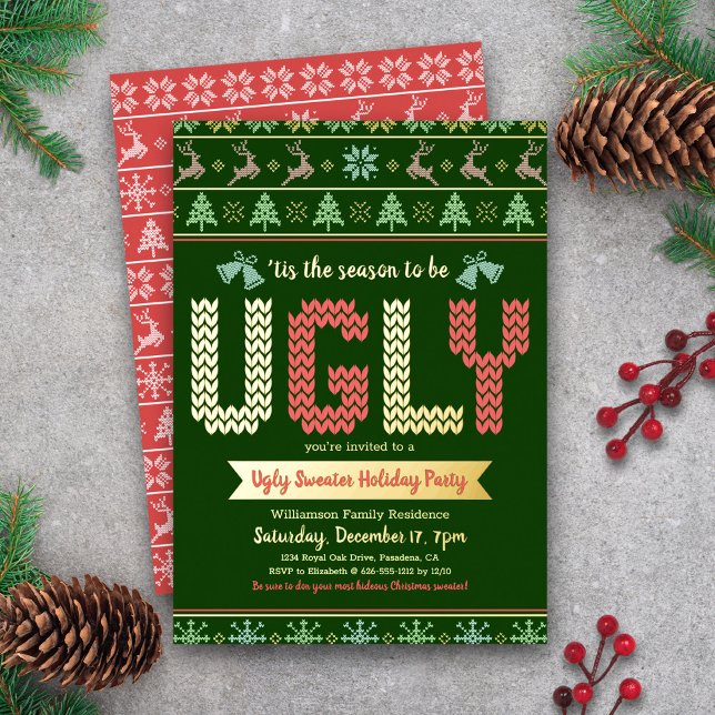 Tacky Ugly Sweater Christmas Party Green Real Gold (Creator Uploaded)