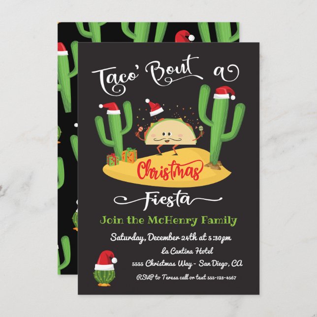 Taco' à propos de Noël Fiesta invitation (Devant / Derrière)