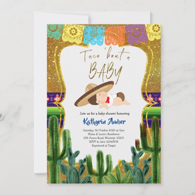 Taco à propos d'un bébé Charro Boy Invitation (Devant)