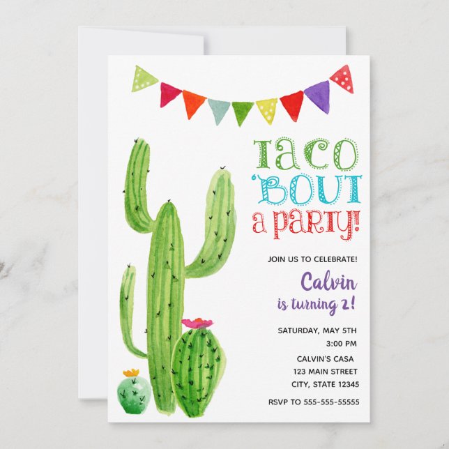 Taco, à propos d'une fête ! Invitation d'anniversa (Devant)