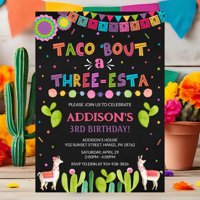 Taco à propos d'une invitation à trois Esta | Fête (Créateur téléchargé)