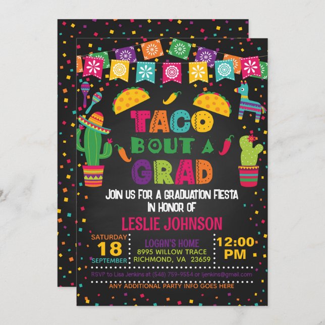Taco à propos d'une invitation de remise de diplôm (Devant / Derrière)