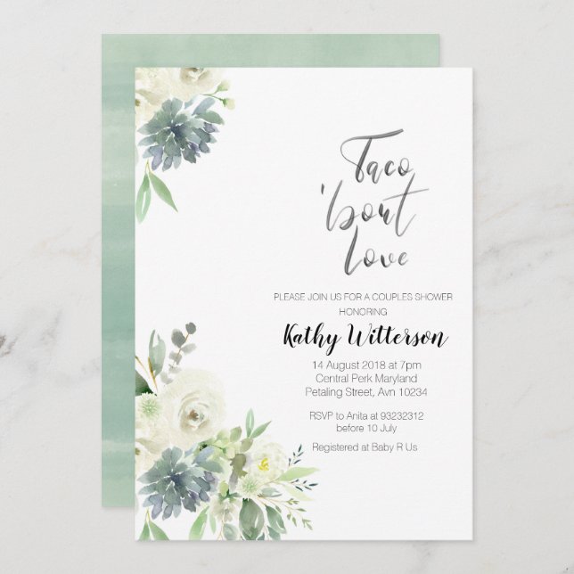 Taco about Love COUPLES SHOWER Invitation (Front/Back)