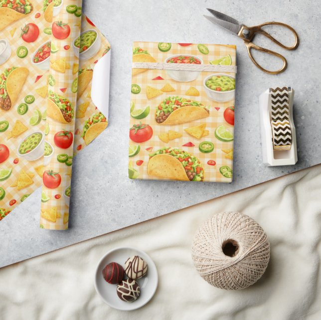 Taco and Nacho Pattern Wrapping Paper (Crafts)