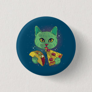 Taco and Pizza Cosmic Space Cat 1 Inch Round Button