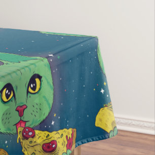 Taco and Pizza Cosmic Space Cat Tablecloth