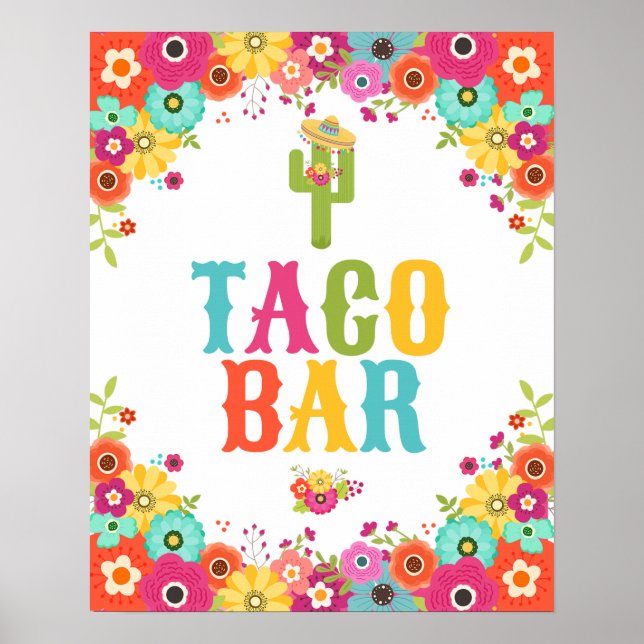 Taco Bar Poster- Fiesta Party Table Sign (Front)