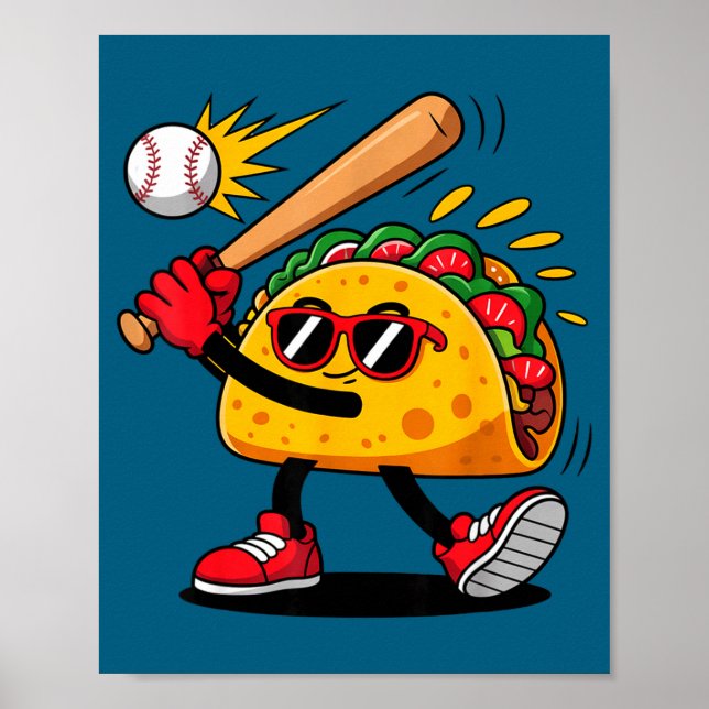 Taco baseball mexican cinco de mayo men kids  poster (Front)
