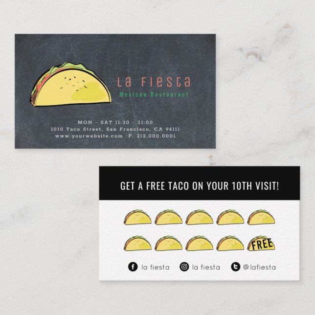 Taco Black Chalkboard Loyalty Card (Front/Back)