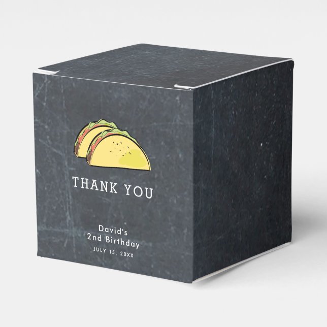 Taco Black Chalkboard Thank You Favor Box (Front Side)