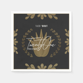 Taco' Bout 21 | Black/Gold Tequila Napkins 
