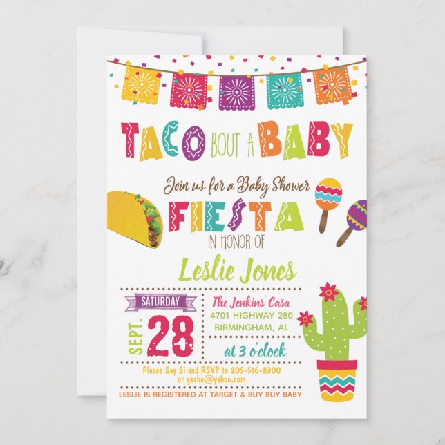Taco Bout a Baby Baby shower Invitation - Blanc (Devant)
