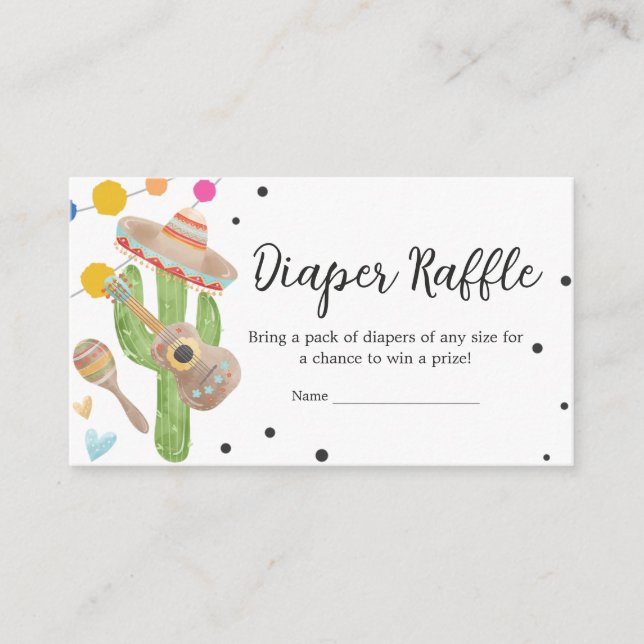 Taco Bout A Baby Cactus Baby Shower Diaper Raffle Enclosure Card (Front)