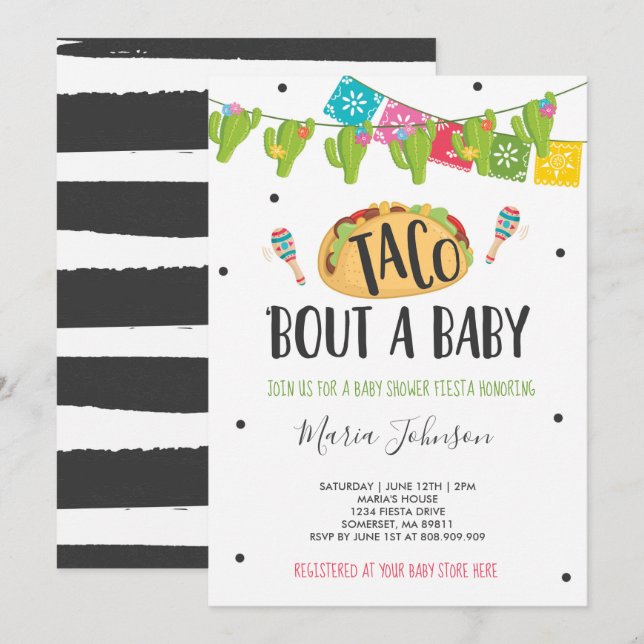Taco 'Bout A Baby Fiesta Baby Shower Invitation (Front/Back)