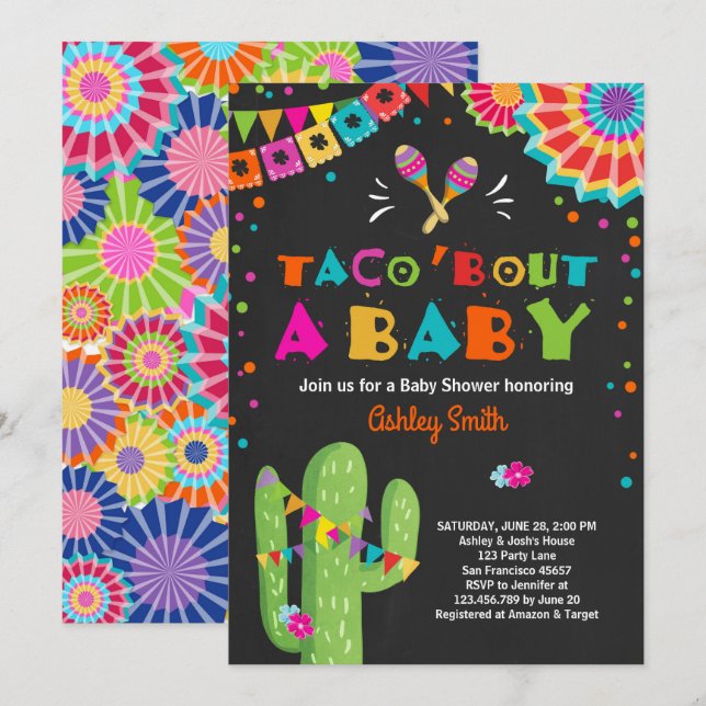Taco Bout a Baby Fiesta Baby shower invitation (Front/Back)