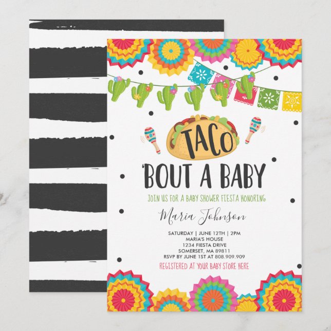Taco 'Bout A Baby Fiesta Baby Shower Invitation (Front/Back)