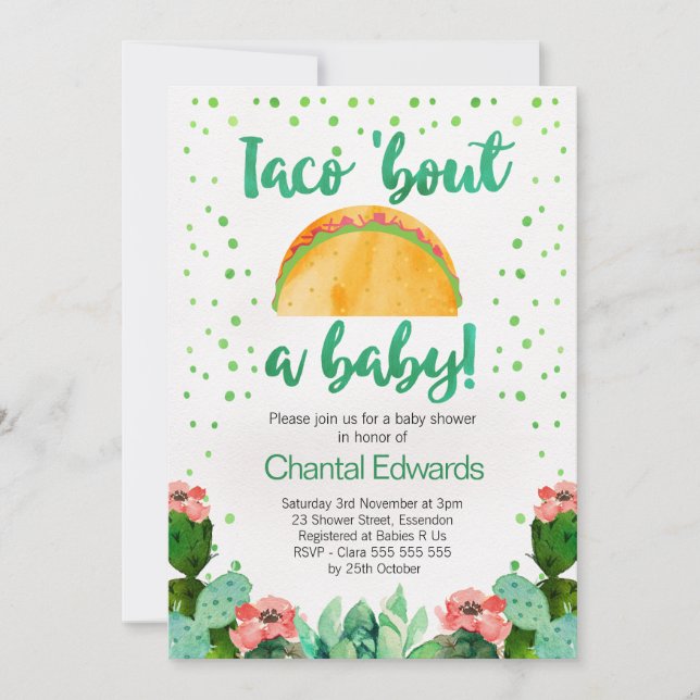 Taco 'Bout A Baby Fiesta Baby shower Invitation (Devant)
