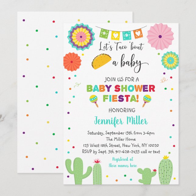 Taco Bout A Baby Fiesta Cactus Baby Shower Invitation (Front/Back)