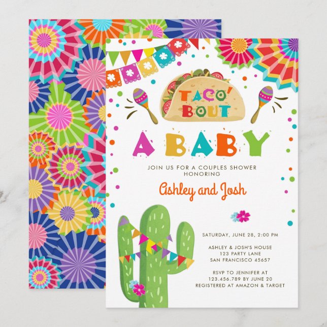 Taco Bout A Baby Fiesta Couples Shower Invitation (Front/Back)