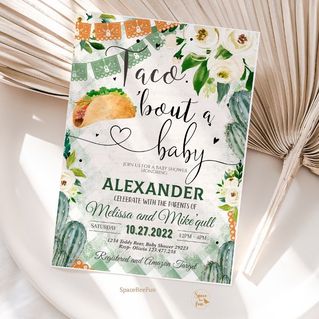 Taco 'Bout A Baby Invitation Baby shower Fiesta (Taco 'Bout,A Baby invite,Invitation,Editable Fiesta,Baby Shower,Cactus Cinco,de Mayo Tropical,Mexica)
