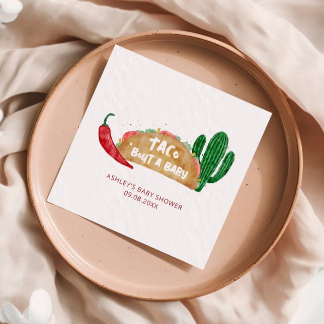 Taco 'Bout a Baby Shower Fiesta Personalized Napkin (Creator Uploaded)