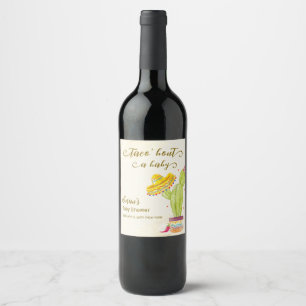 Taco 'Bout A Baby Watercolor Cactus Baby Shower Wine Label