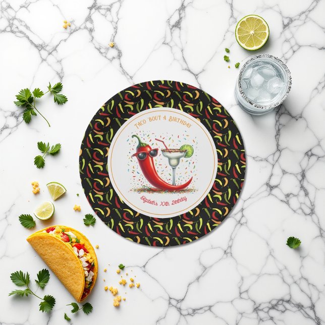 “Taco ’Bout a Birthday!” Chili-Pepper Fiesta Paper Plate (“Taco ’Bout a Birthday!” Chili-Pepper Fiesta Paper Plates)