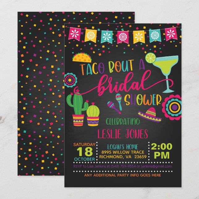 Taco Bout a Bridal Shower Invitation - BL (Front/Back)