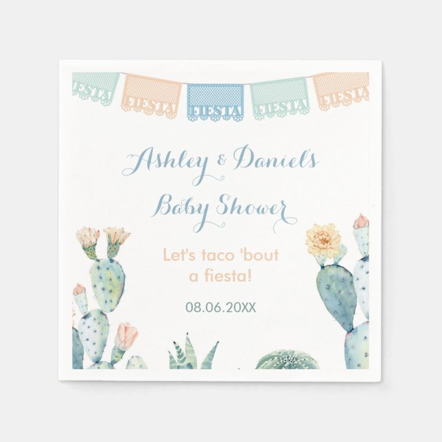 Taco Bout A Fiesta Boy Birthday Party Baby Shower Napkin (Front)