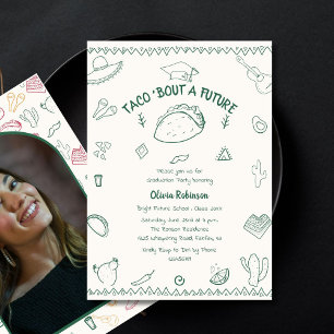 Taco Bout a Future Fiesta Doodle Graduation Photo Invitation