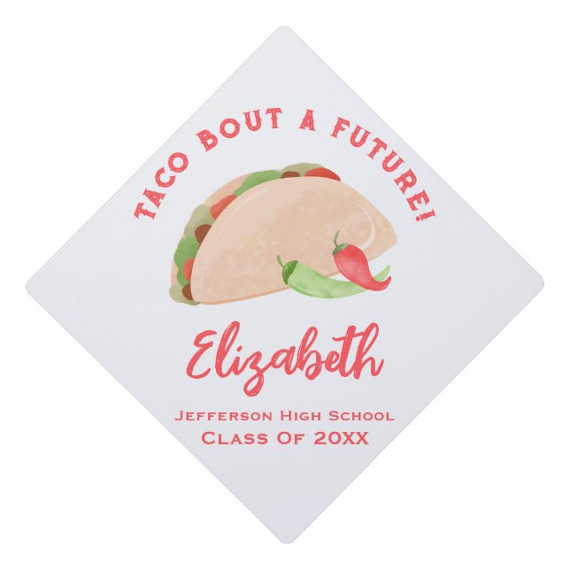 Taco Bout A Future Fiesta Graduation Cap Topper (Front)