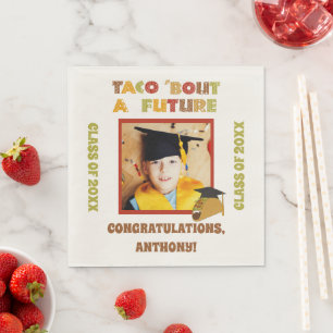 Taco Bout a Future Photo Graduation Party Napkin