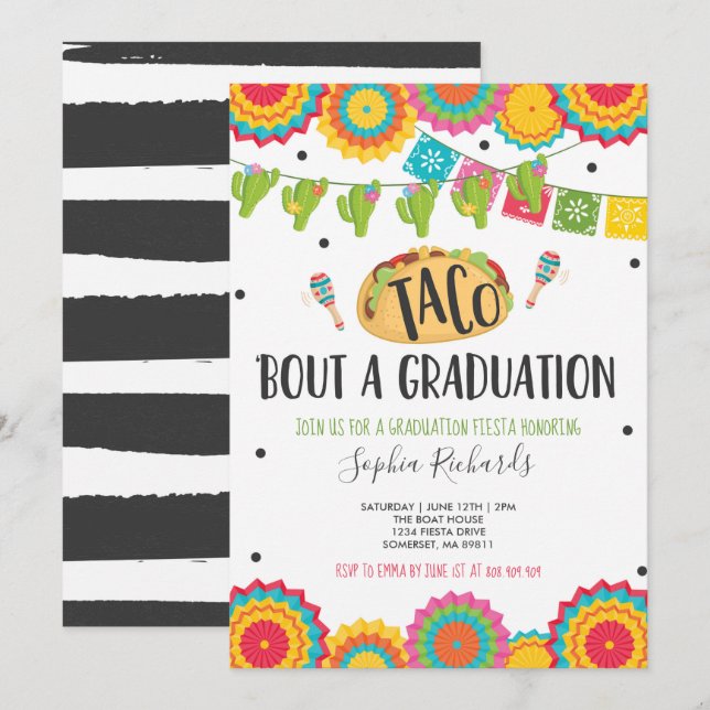 Taco 'Bout A Graduation Fiesta Graduation Party Invitation (Front/Back)
