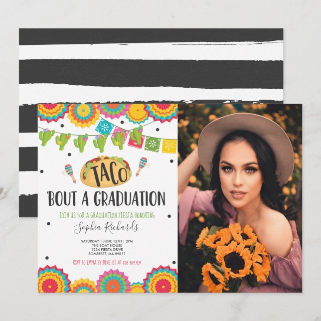 Taco 'Bout A Graduation Fiesta Graduation Party Invitation (Front/Back)