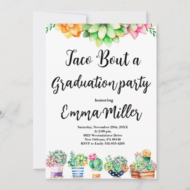 Taco 'Bout a Graduation Fiesta Party Invitation (Front)