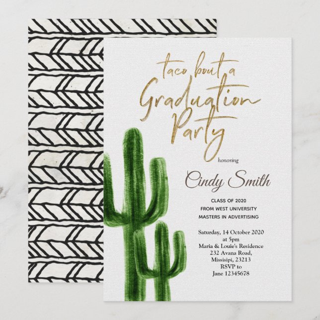 Taco bout a Graduation Party Invitation Fiesta (Front/Back)