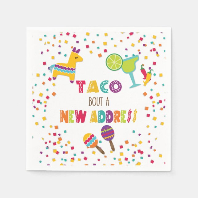 Taco Bout a New House Address - White Napkin (Front)