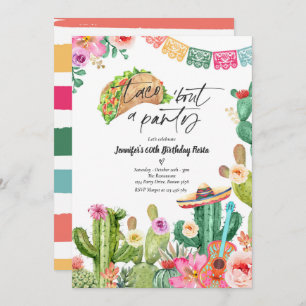Taco 'Bout A Party 60th Birthday Fiesta Cactus Invitation
