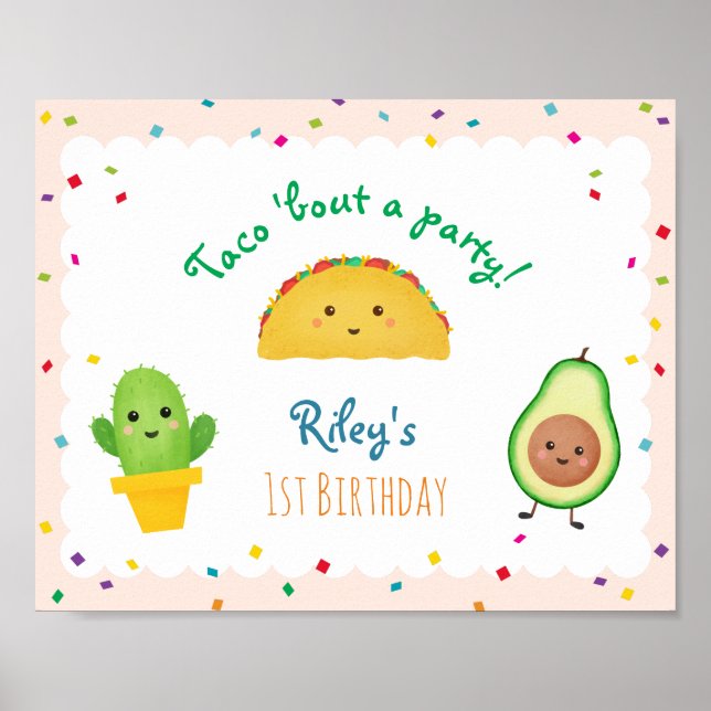 Taco Bout A Party | Fiesta Themed Birthday Sign (Front)
