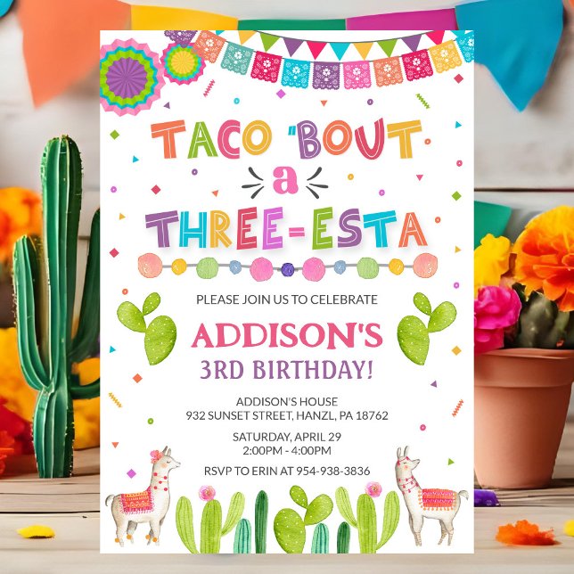 Taco 'bout a Three Esta Birthday Invitation (Creator Uploaded)