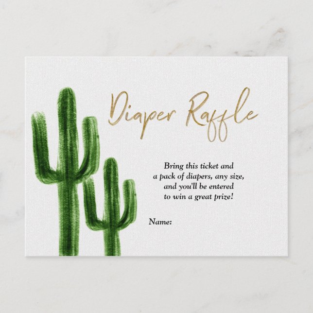 Taco bout baby Cactus Couples Shower Diaper Raffle Postcard (Front)
