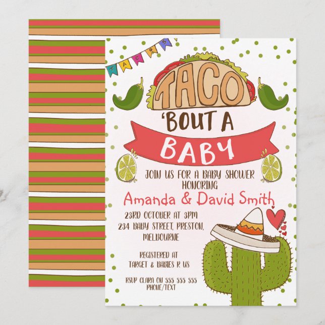Taco bout Baby Fiesta Theme Baby Shower Invitation (Front/Back)