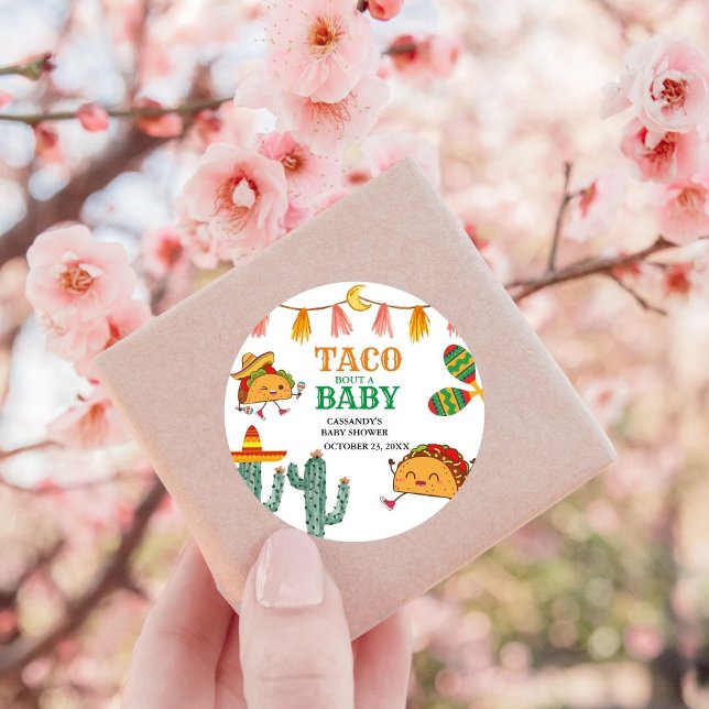 Taco bout Baby Mexican Baby Shower favours Classic Round Sticker (Creator Uploaded)