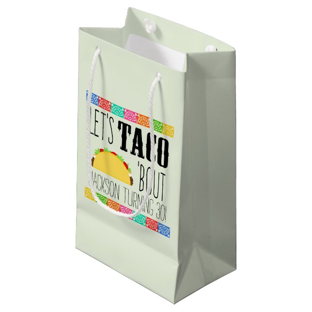 Taco 'Bout Birthday Party Small Gift Bag (Front Angled)