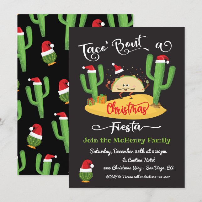 Taco' bout Christmas Fiesta party invitation (Front/Back)