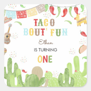 Taco bout' fun fiesta mexican first birthday square sticker