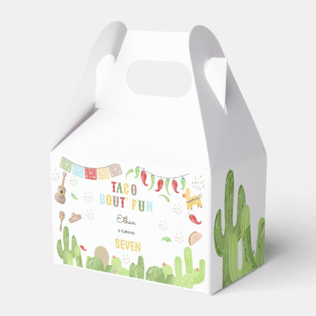 Taco bout' fun fiesta mexican kids birthday favor box (Front Side)