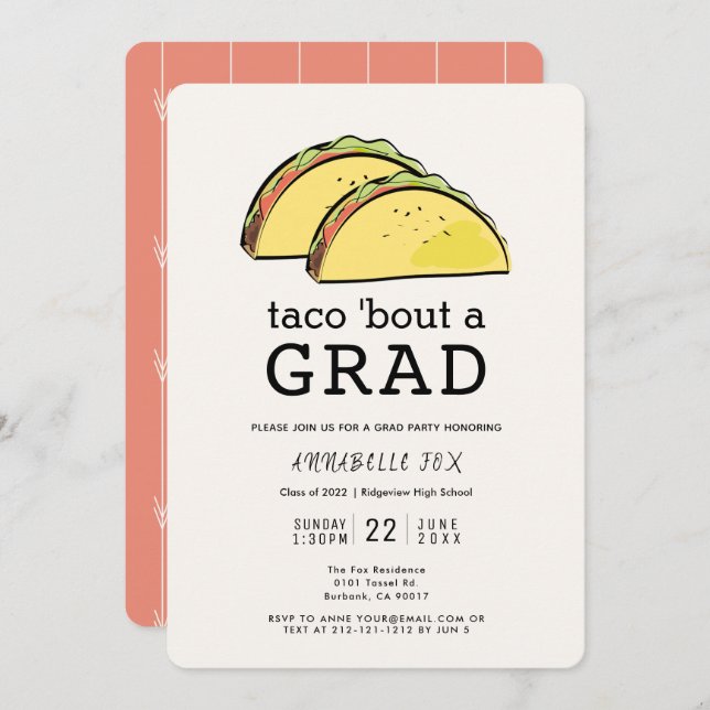 Taco Bout GRAD Graduation Party Invitation (Front/Back)
